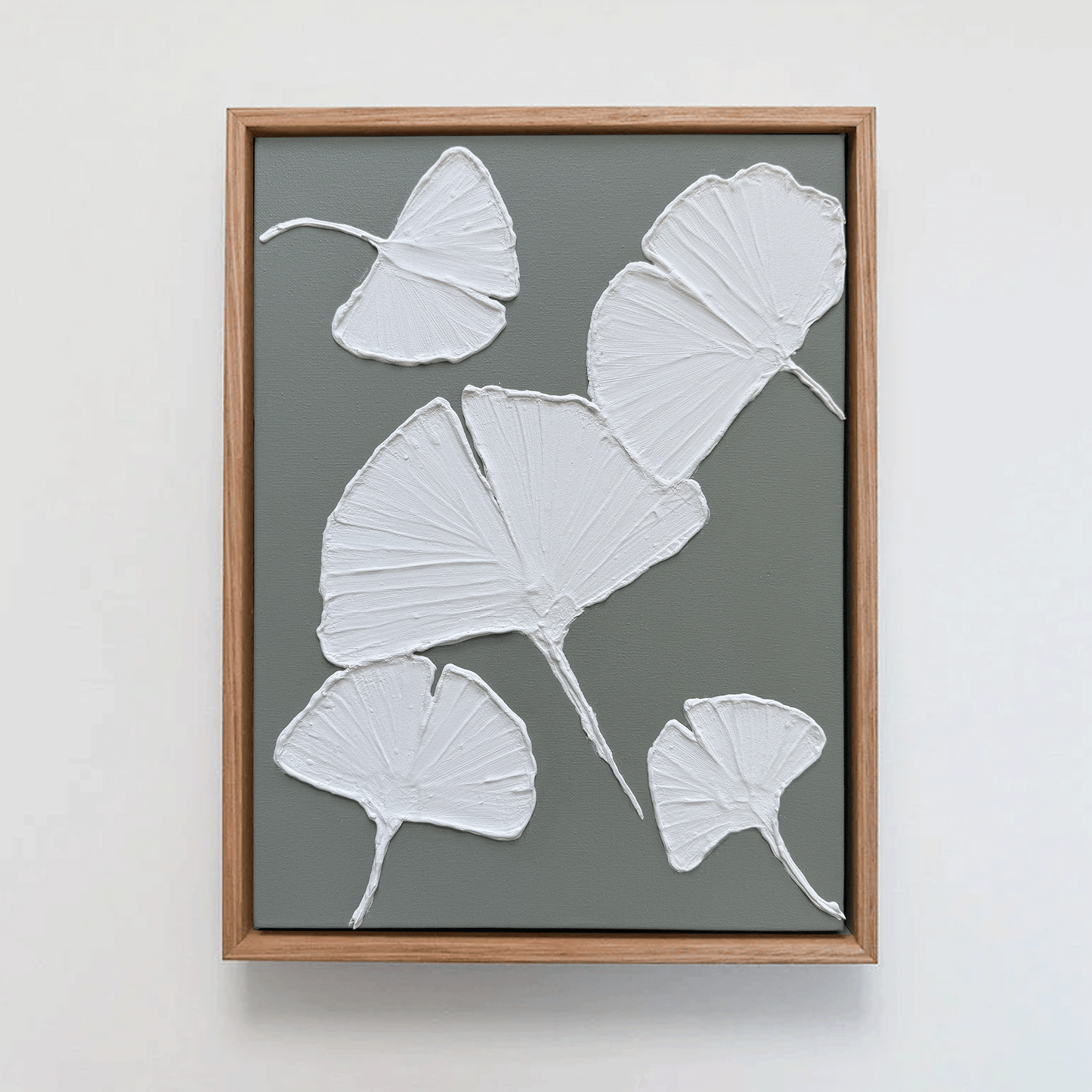 Handmade Textured Leaf Wall Art – Minimal Botanical Relief Artwork in Sage Green