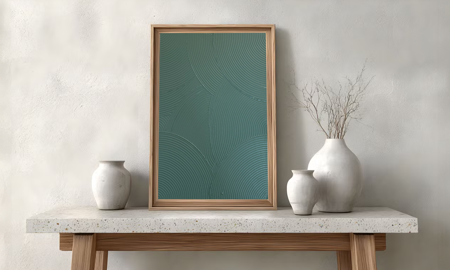 Textured Wall Art | Curves Series Olive Green