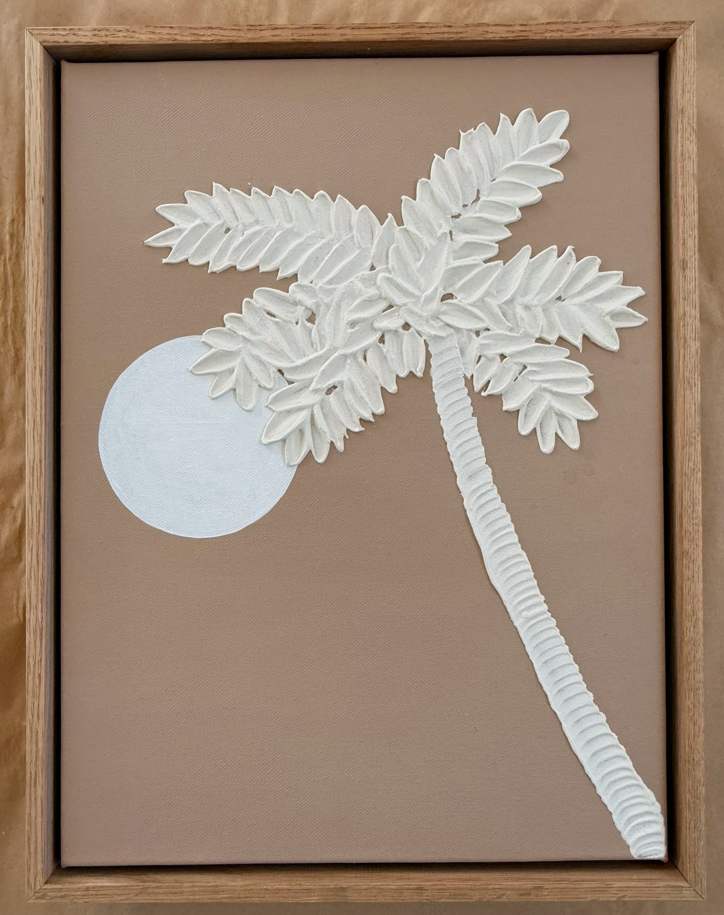 Handmade Palm Tree Textured Art | Coastal Palm Wall Art in Soft Neutrals | Beach-Inspired Home Decor