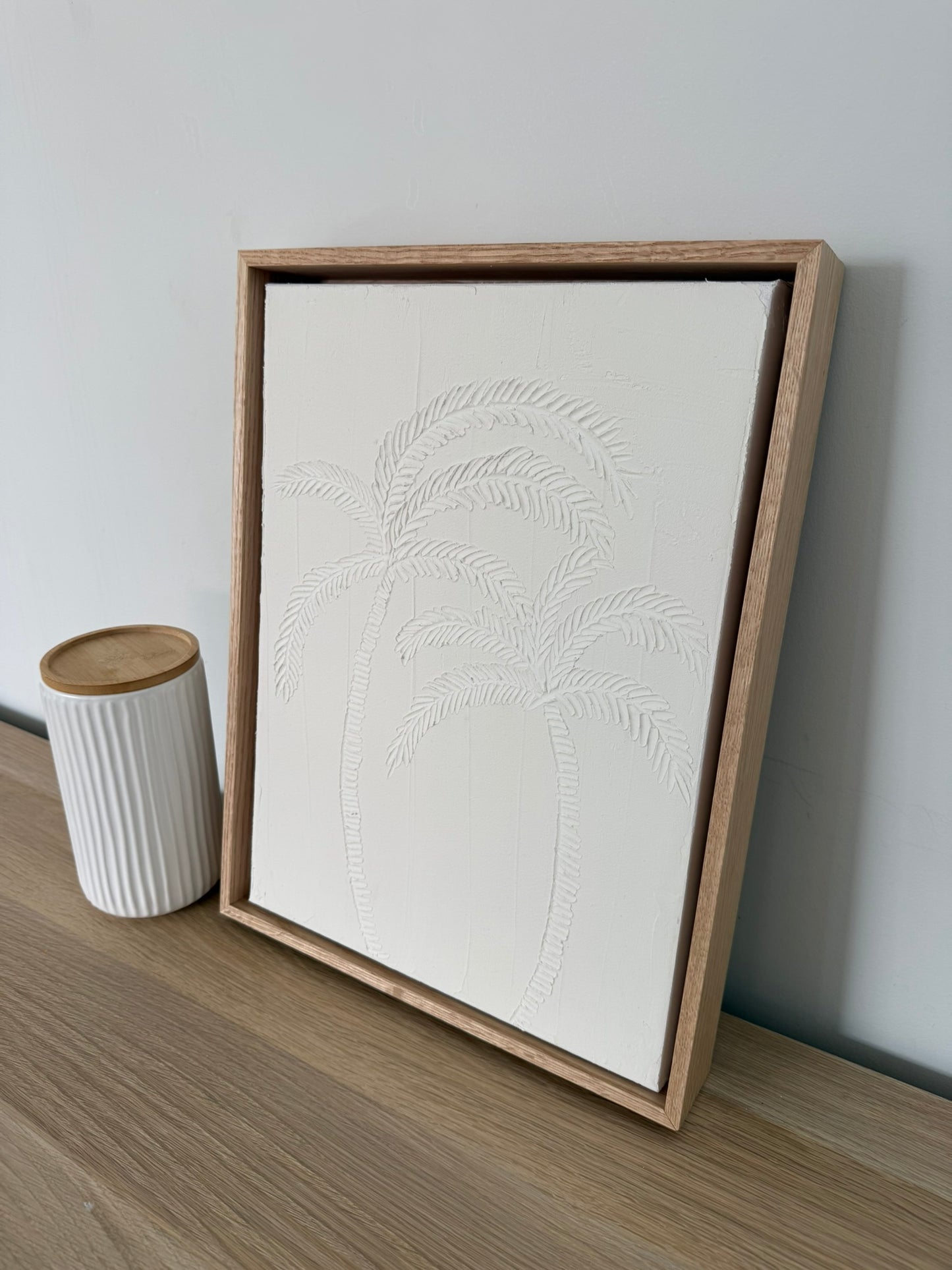 Palm Tree Textured Art | Coastal Palm Wall Art White | Beach-Inspired Home Decor