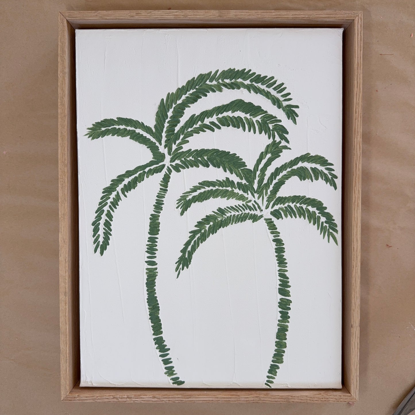 Palm Tree Textured Art | Coastal Palm Wall Art in Olive V1 | Beach-Inspired Home Decor