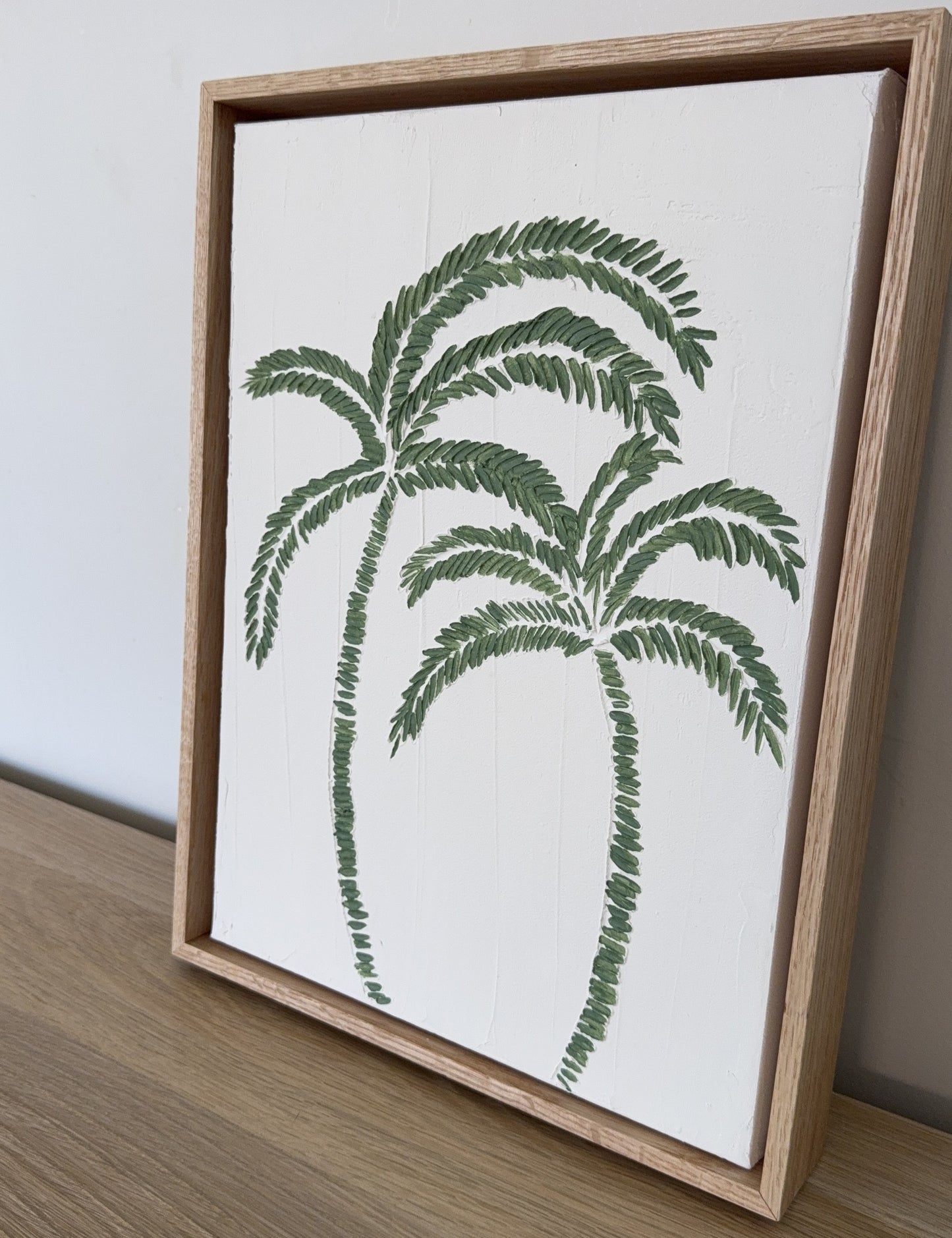 Palm Tree Textured Art | Coastal Palm Wall Art in Olive V1 | Beach-Inspired Home Decor