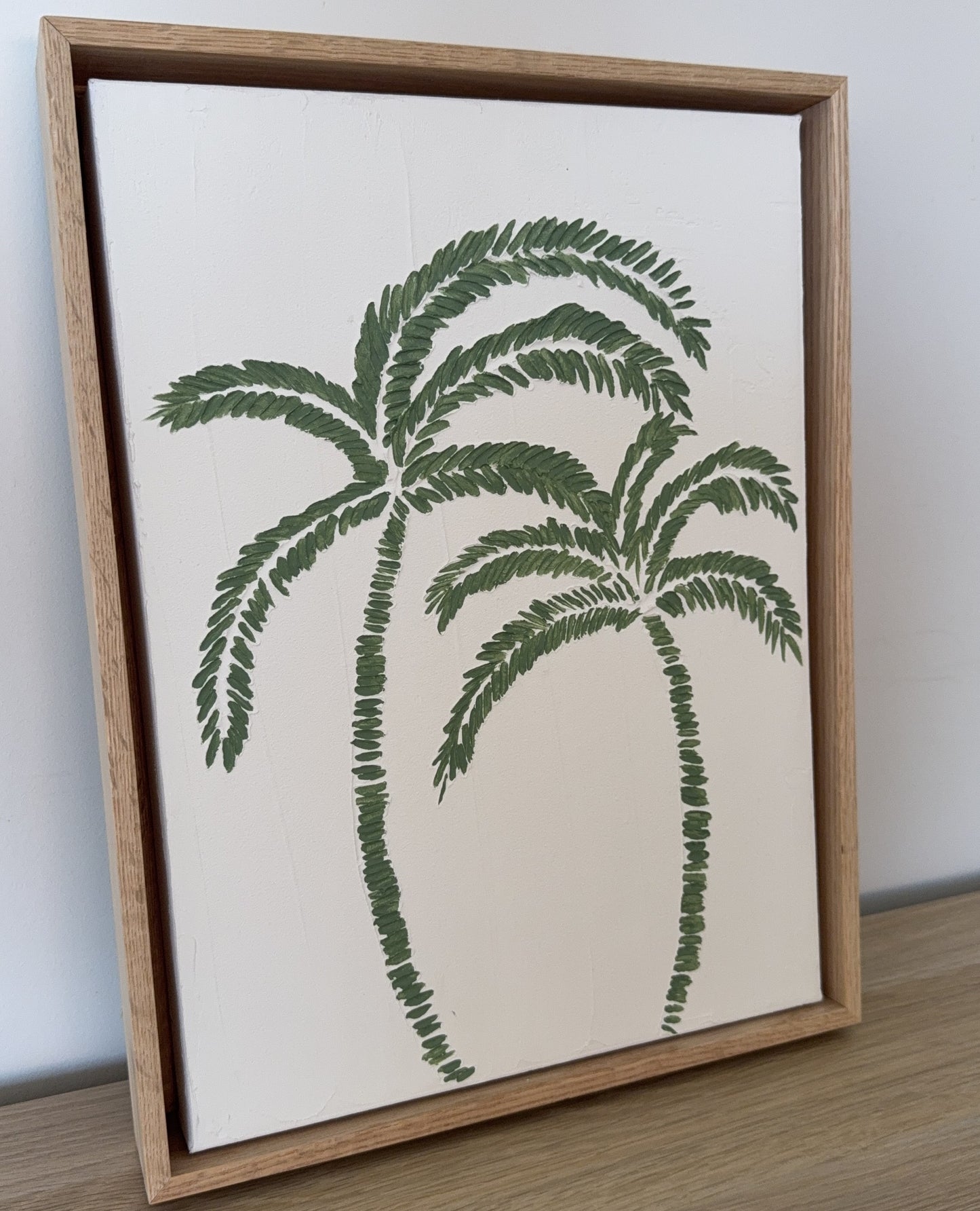 Palm Tree Textured Art | Coastal Palm Wall Art in Olive V1 | Beach-Inspired Home Decor