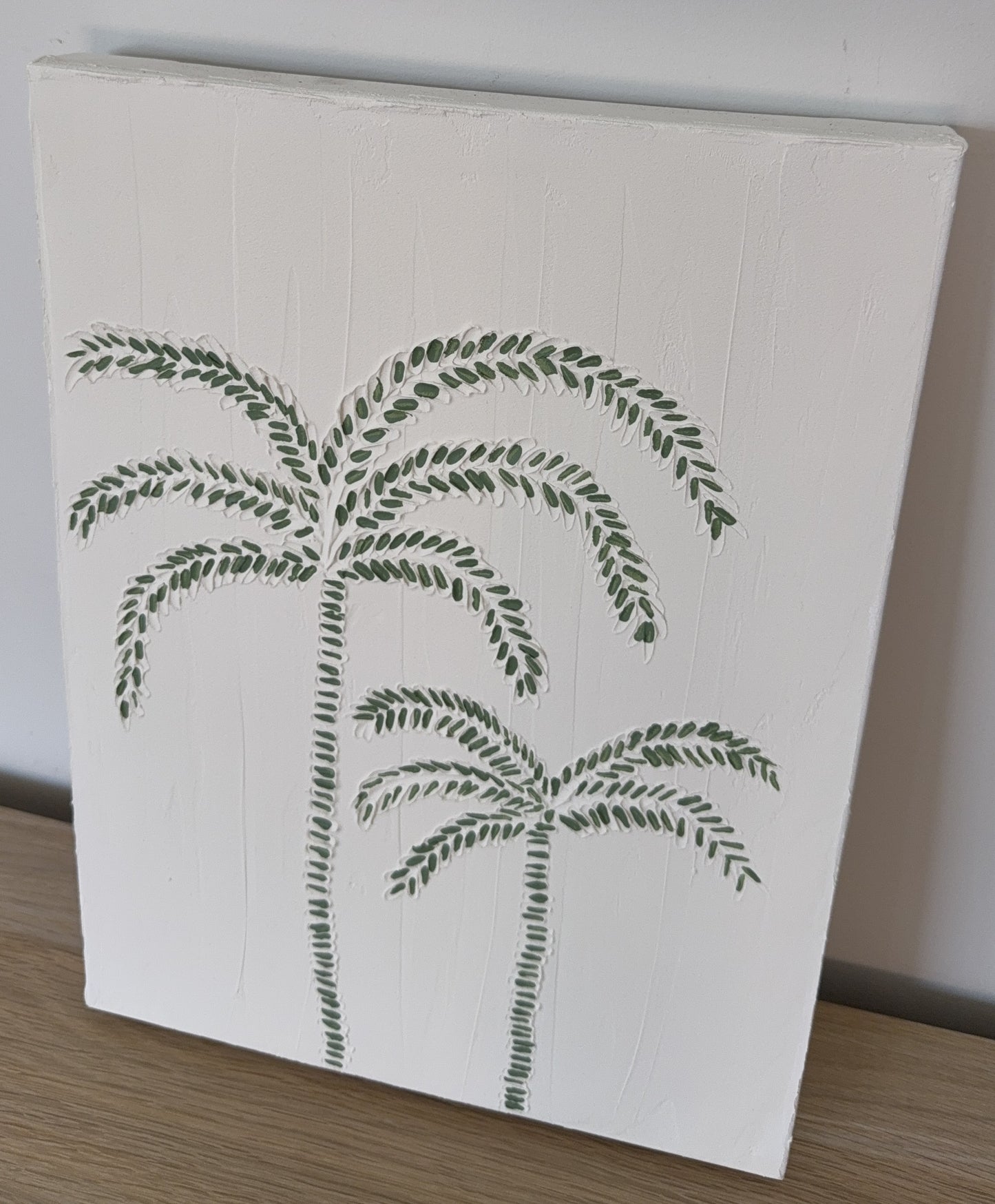 Palm Tree Textured Art | Coastal Palm Wall Art in Olive V2 | Beach-Inspired Home Decor