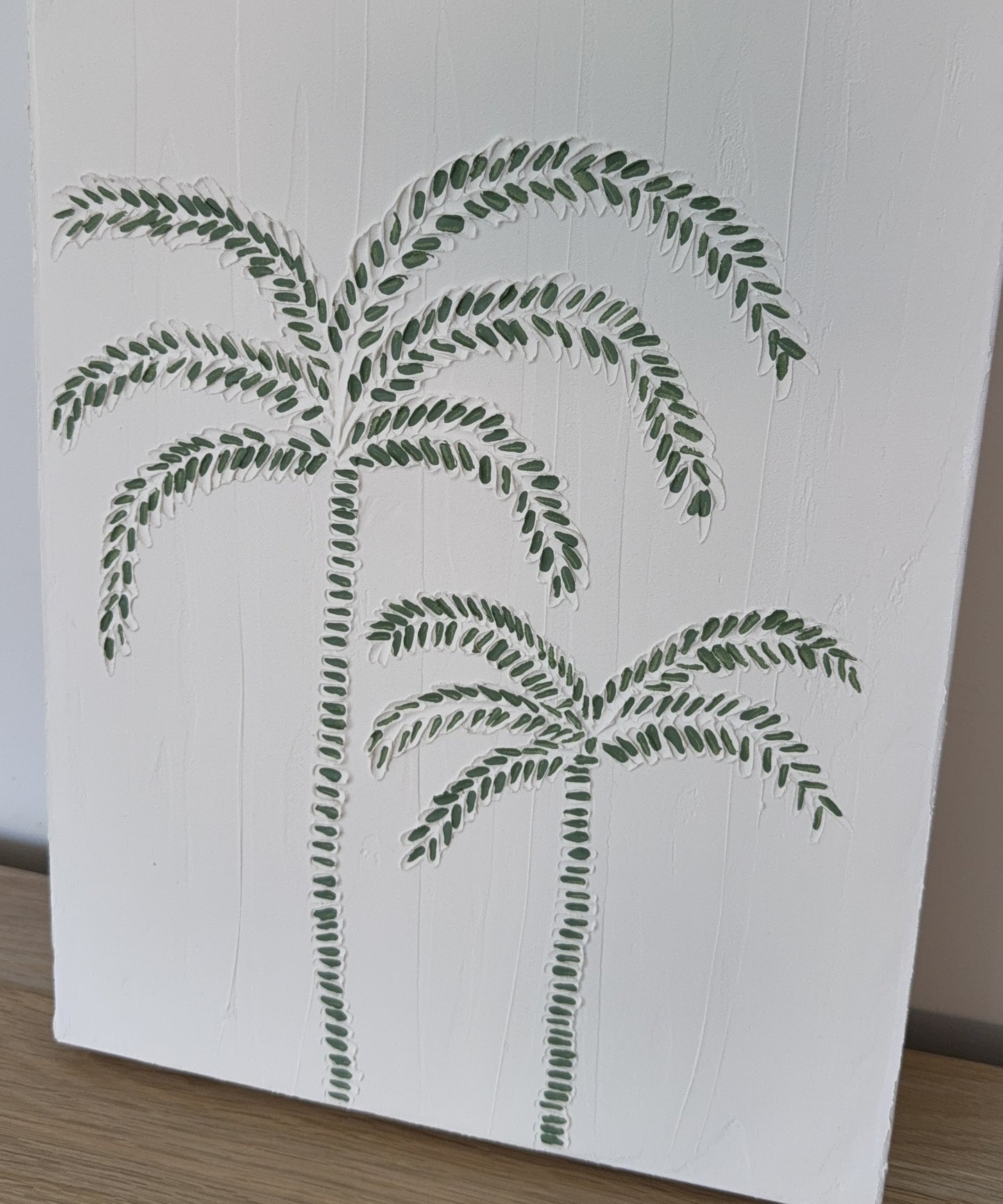 Palm Tree Textured Art | Coastal Palm Wall Art in Olive V2 | Beach-Inspired Home Decor