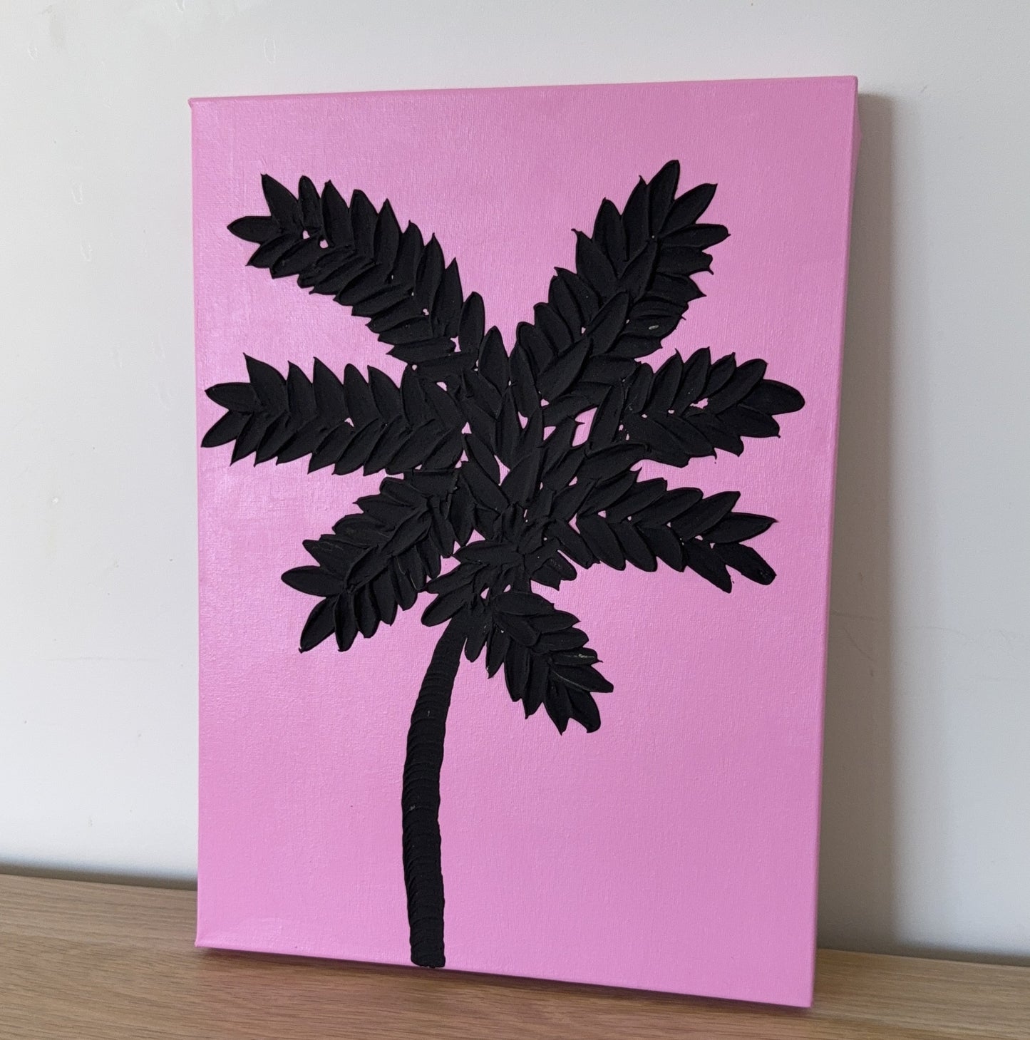 Miami Pink Palm | Minimal Textured Art Work