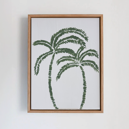 Palm Tree Textured Art | Coastal Palm Wall Art in Olive V1 | Beach-Inspired Home Decor