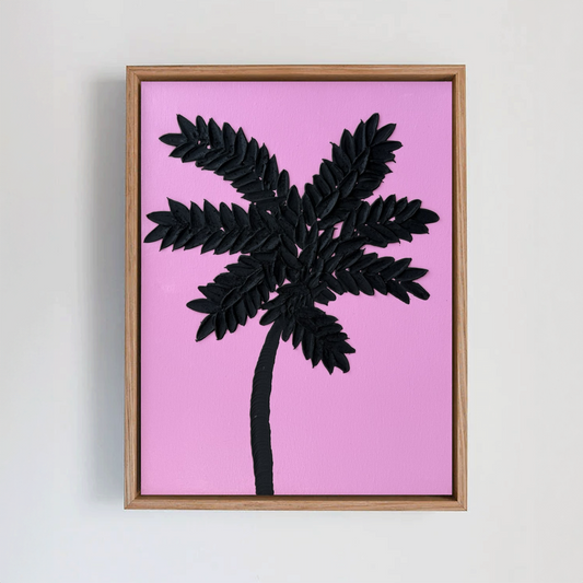 Miami Pink Palm | Minimal Textured Art Work