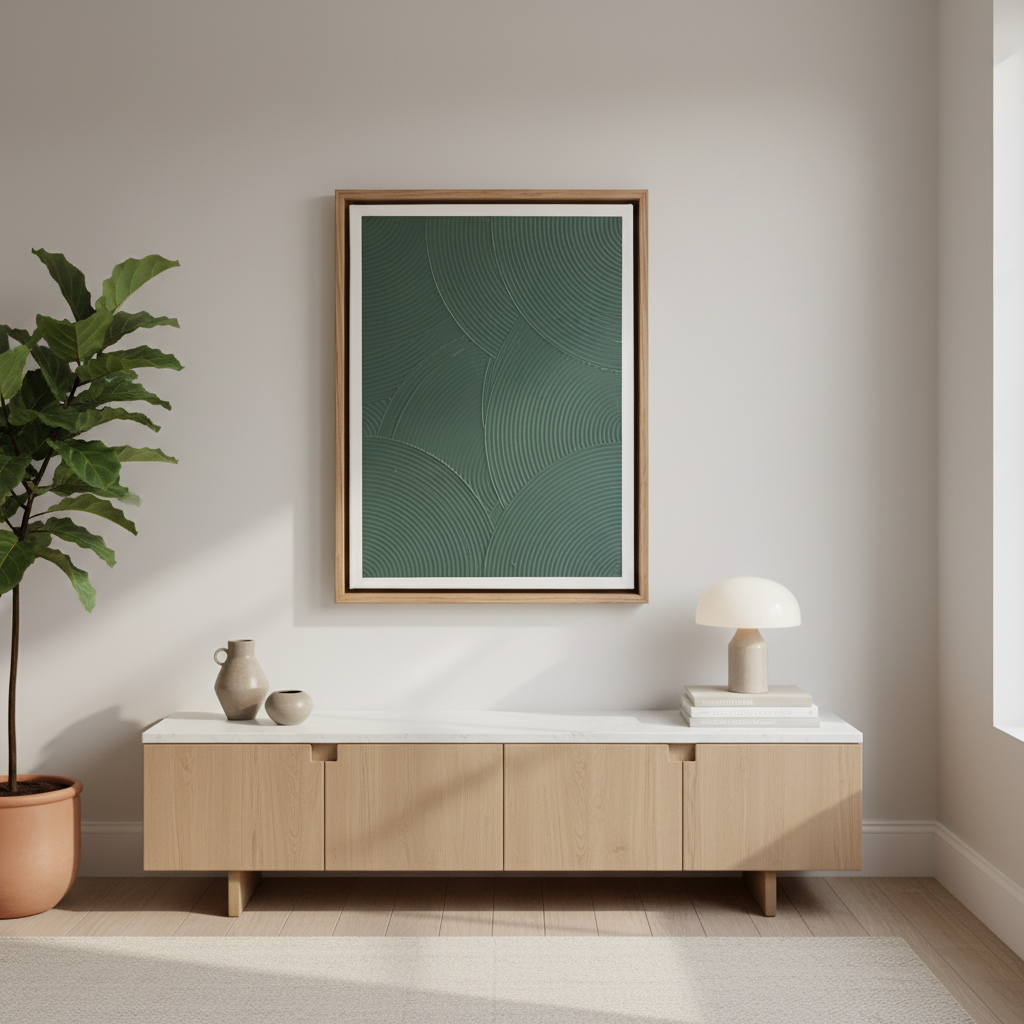 Textured Wall Art | Curves Series Olive Green