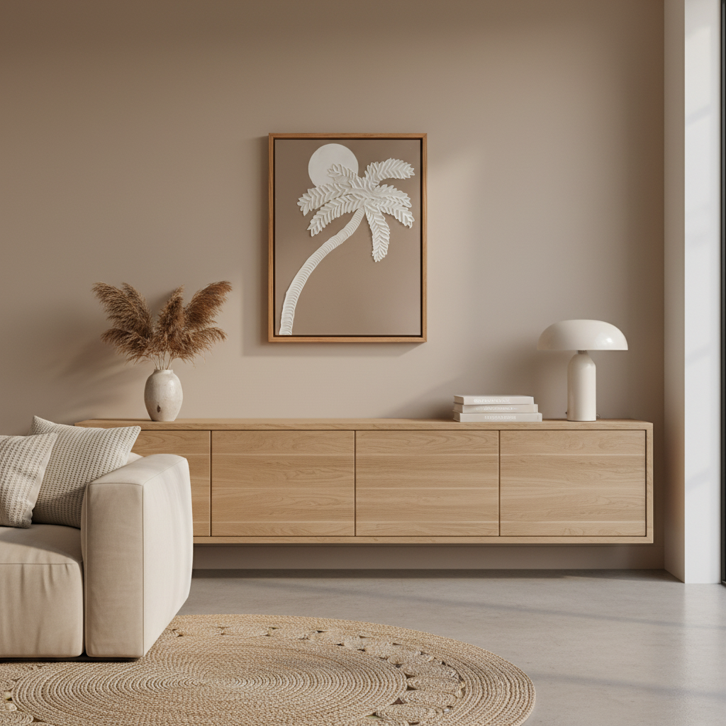 Handmade Palm Tree Textured Art II | Coastal Palm Wall Art in Soft Olive | Beach-Inspired Home Decor
