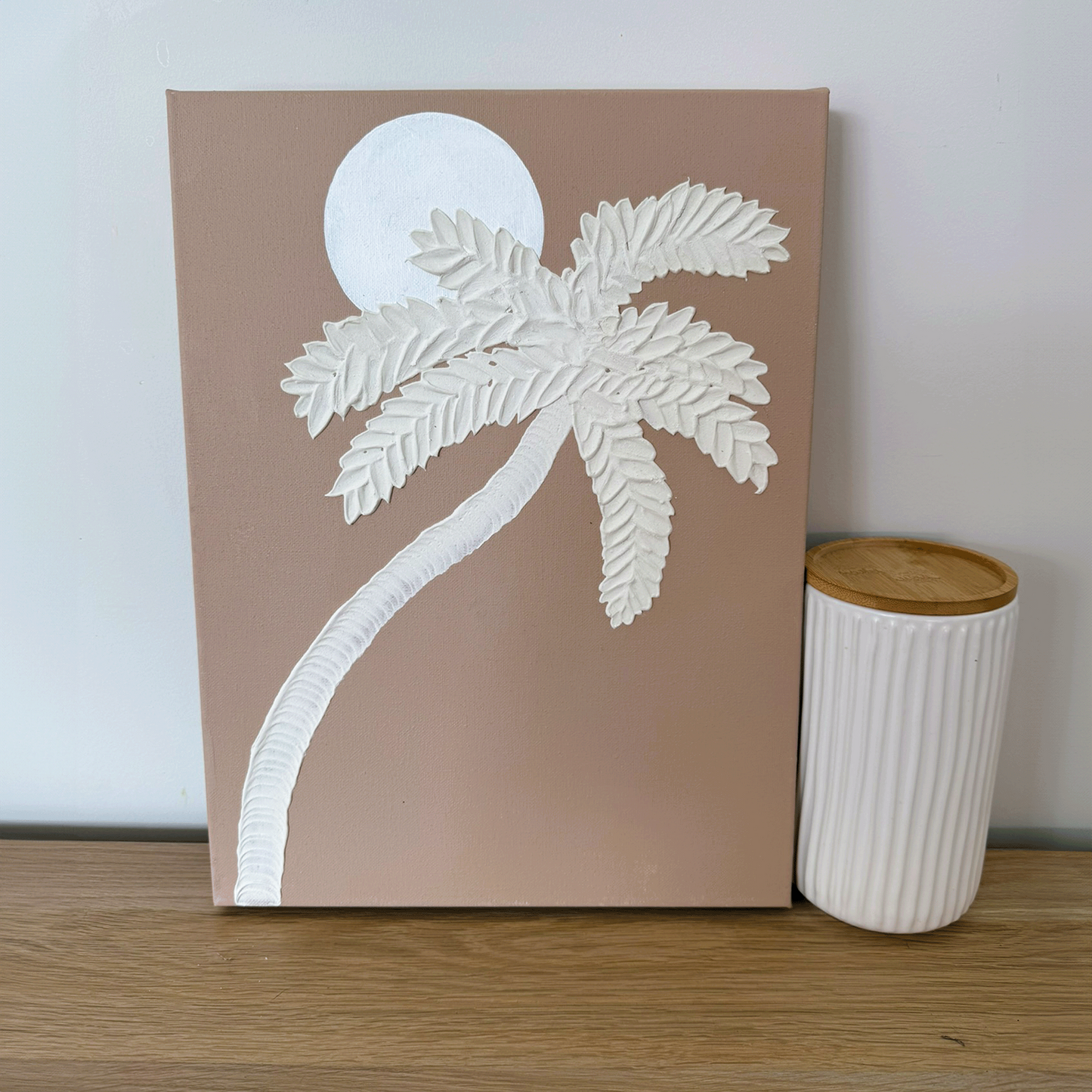 Handmade Palm Tree Textured Art II | Coastal Palm Wall Art in Soft Olive | Beach-Inspired Home Decor