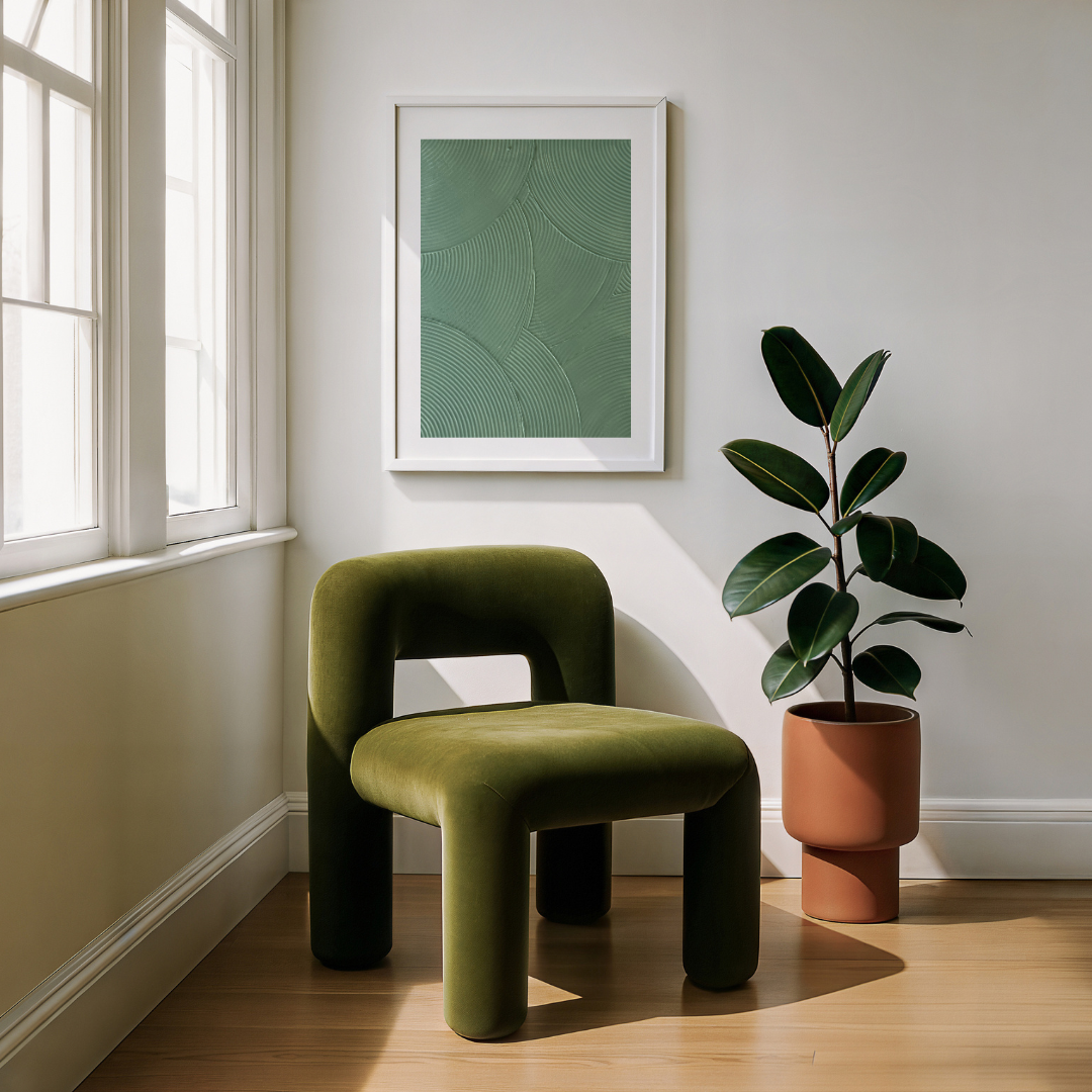 Textured Wall Art | Curves Series Olive Green