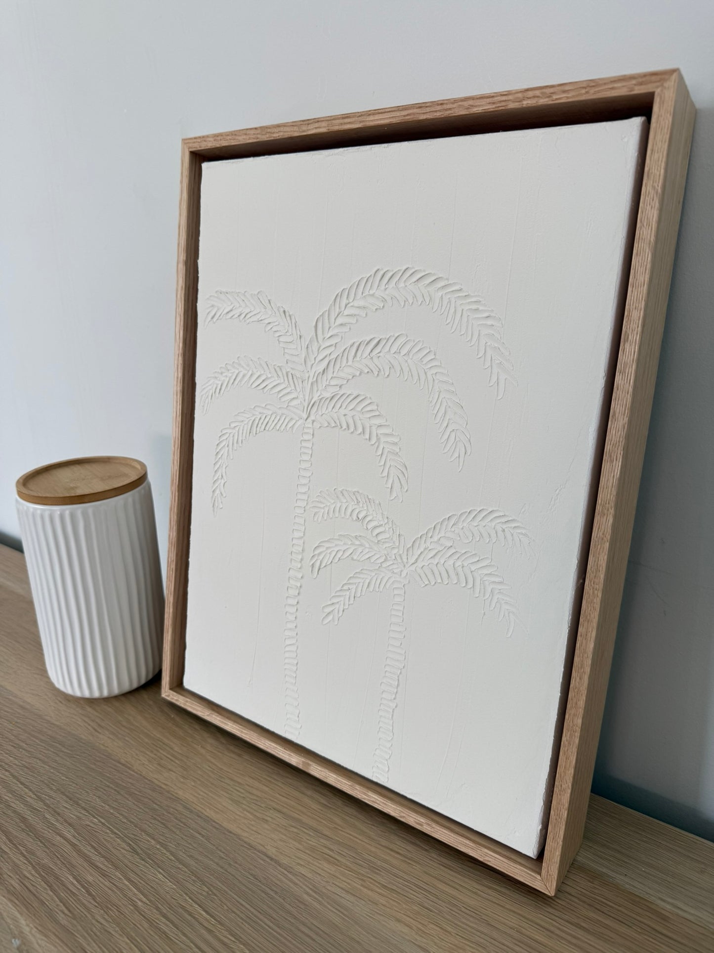 Palm Tree Textured Art | Coastal Palm Wall Art White | Beach-Inspired Home Decor