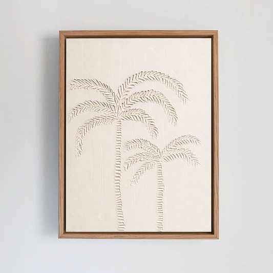 Palm Tree Textured Art | Coastal Palm Wall Art White | Beach-Inspired Home Decor