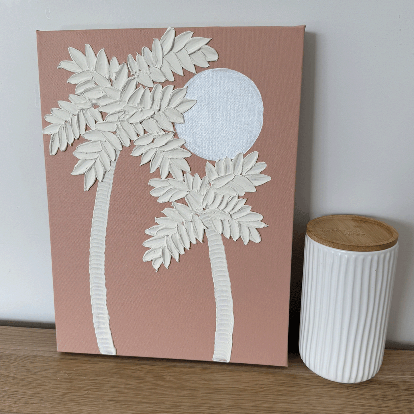 Palm Textured Wall Art II | Minimal Hand-Textured Artwork